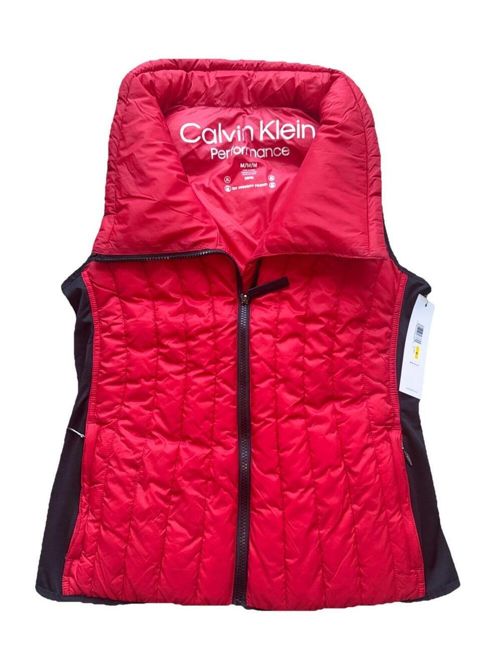 CALVIN KLEIN WOMEN'S PERFORMANCE VEST RED AND BLACK SIZE M NEW WITH TAG